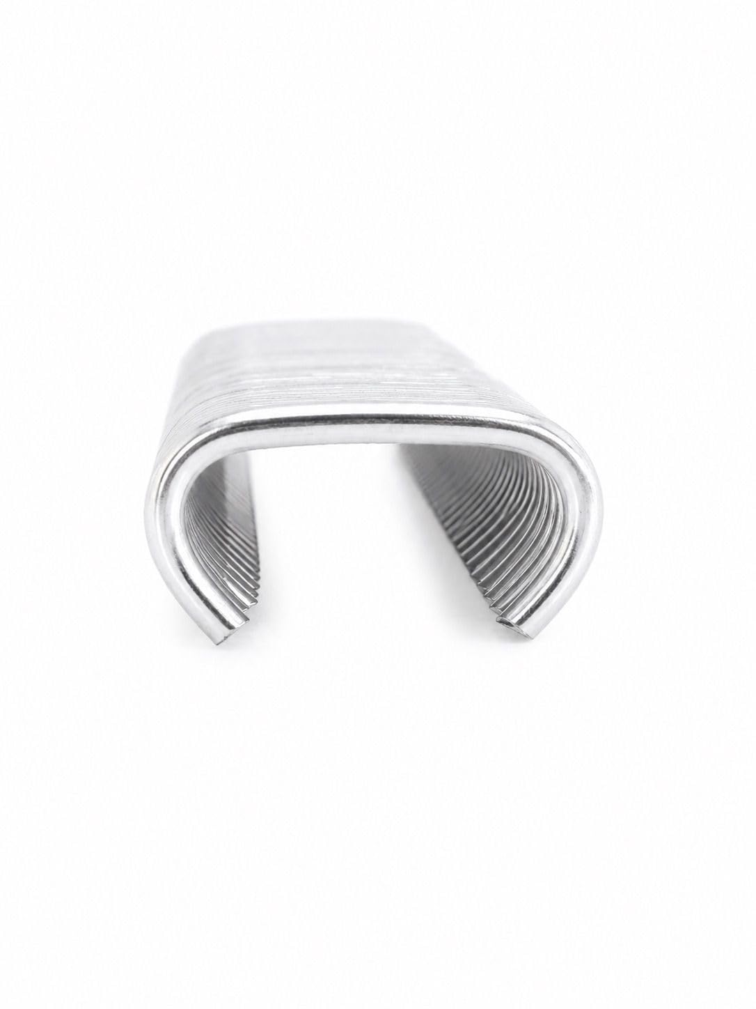 Silver C-ring staple for wire fencing and upholstery crimping