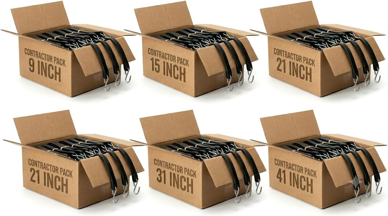 Heavy-Duty Natural Rubber Tarp Straps with S-Hooks