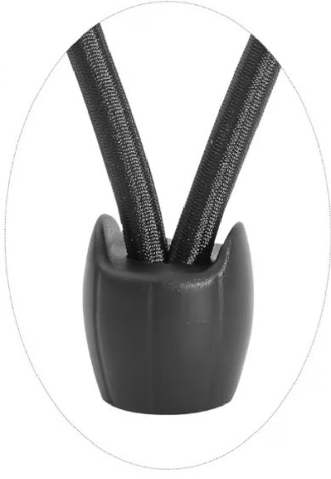 Single black trampoline bungee cord with capped anchor end