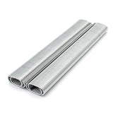 Silver metal hog rings, two coiled rolls side by side