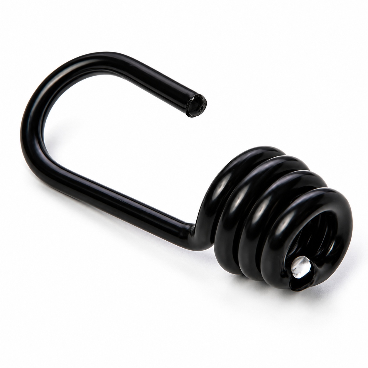 Black PVC-coated steel bungee cord hook product close-up
