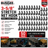 3-5/8 in black stretch net hooks, 50-pack, curved hooks with circular eye openings