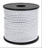 Ocifiber bungee cord spool, braided elastic cord, white with blue threads