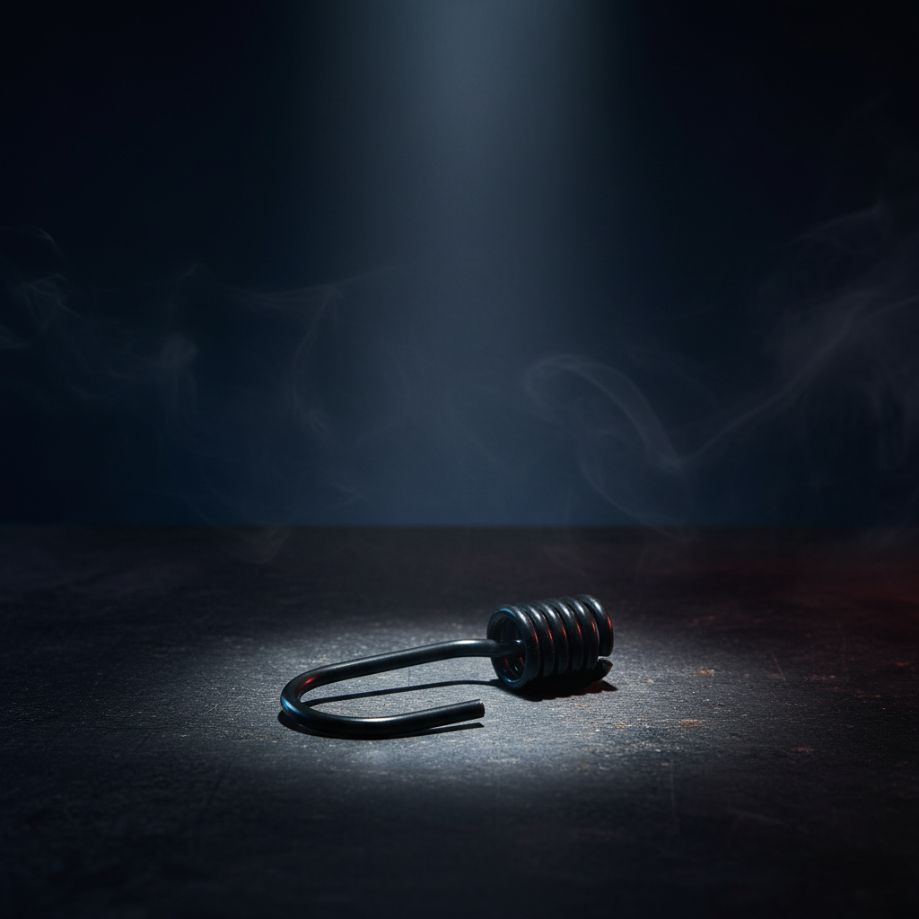 Black PVC-coated steel bungee hook close-up with coiled cord grip