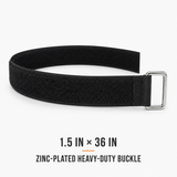 1.5 inch by 36 inch black hook-and-loop cinch strap with zinc-plated heavy-duty buckle