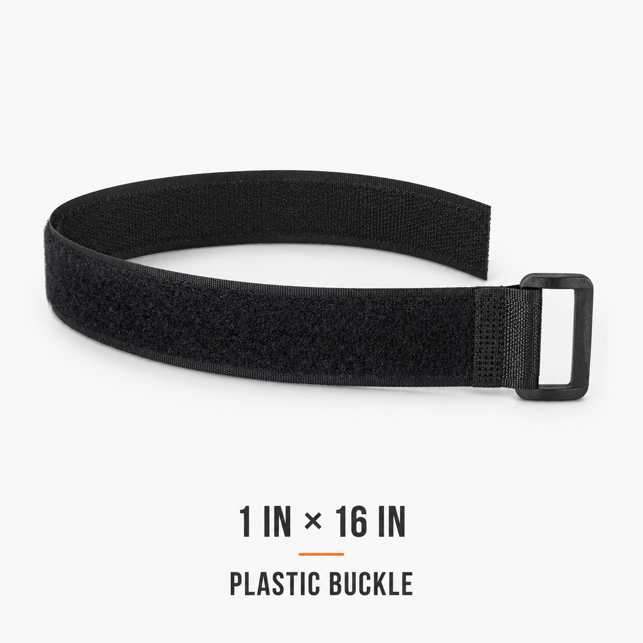 1 inch by 16 inch black hook-and-loop cinch strap with plastic buckle