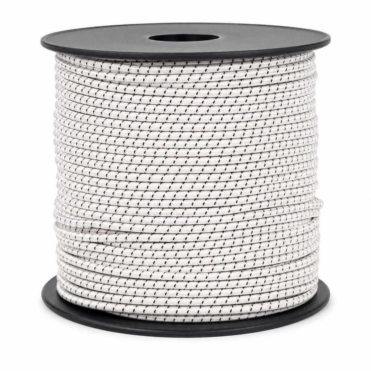 Polyester bungee cord, black and white, bulk spool