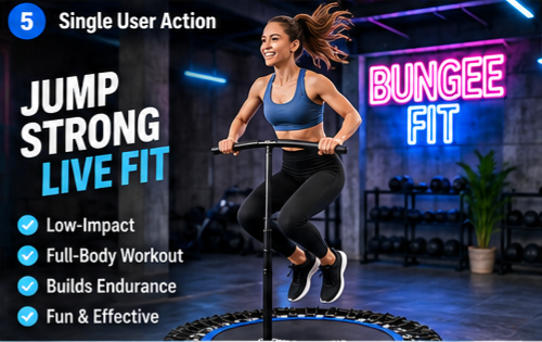Bungee Fit 47.5-Inch Fitness Trampoline with Handlebar