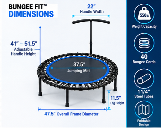 Bungee Fit 47.5-Inch Fitness Trampoline with Handlebar