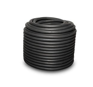 Dark rubber elastic cord spool with tightly coiled loops