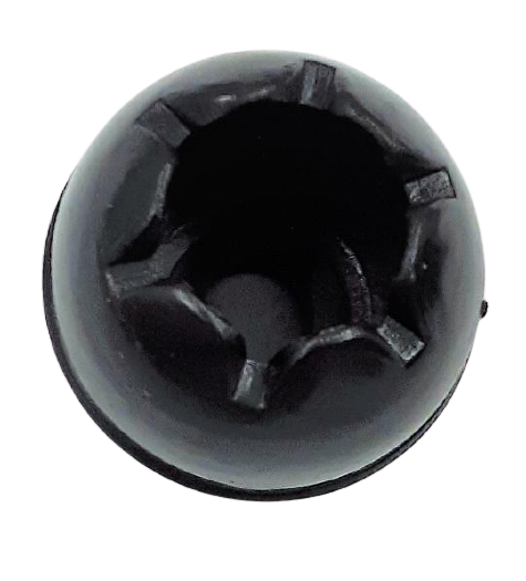 Black 25mm toggle canopy ball end cap, black plastic with split toggle