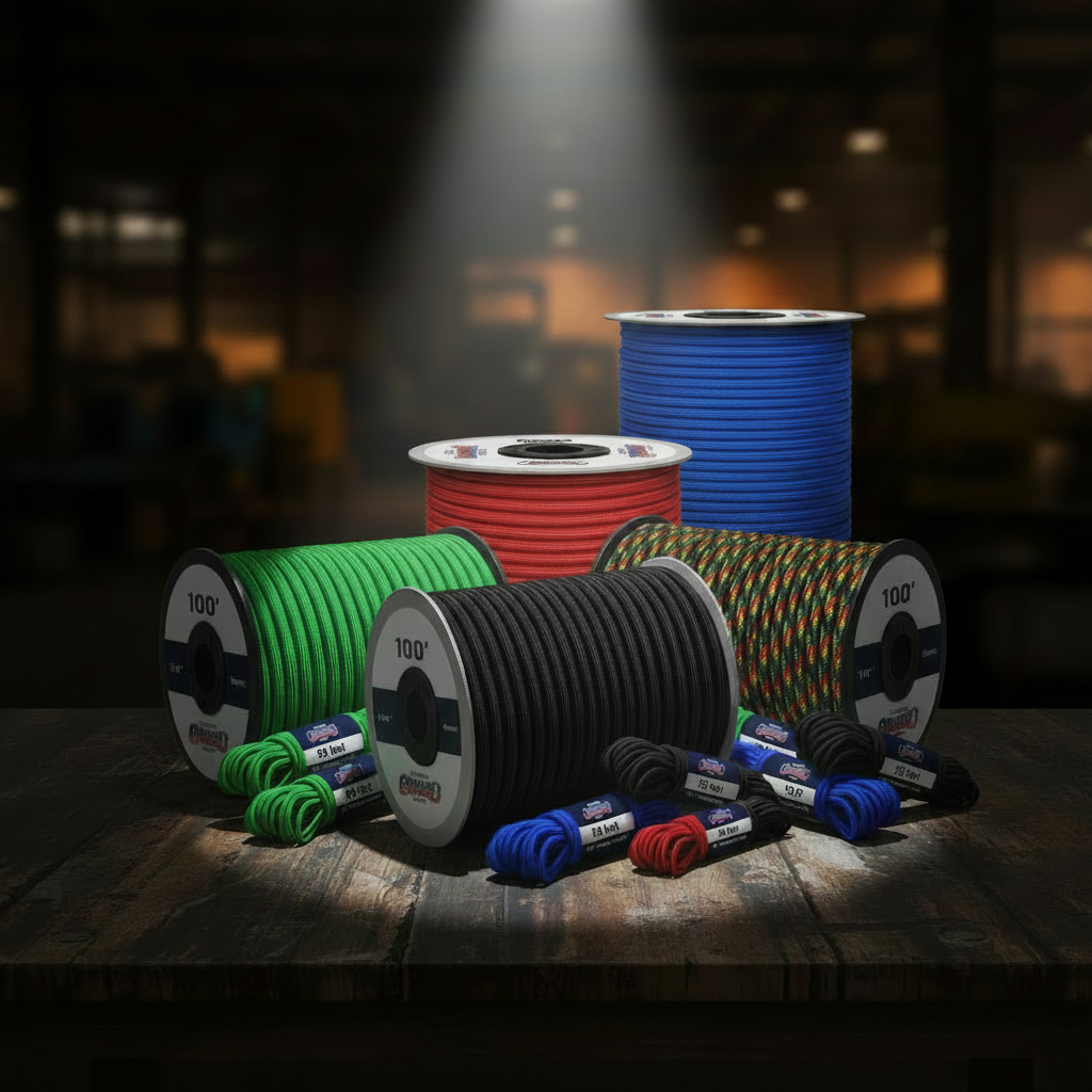 Bulk bungee cord and shock cord spools in multiple colors