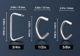Metal hog rings in three sizes: 3/8in, 1/2in, 3/4in, 100 pcs