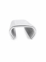 Silver C-ring staple for wire fencing and upholstery crimping