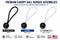 Canopy ball bungee assemblies with black balls and three cord colors: black, white/blue, and white/black