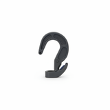 Gray adjustable hook with curved eye, locking latch, and molded base.