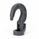 Gray 9mm adjustable hook with rotating latch and blue pin, molded base.