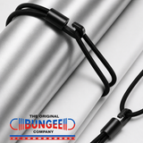 Black breakaway bungee loop with plastic hook clamp on braided cord