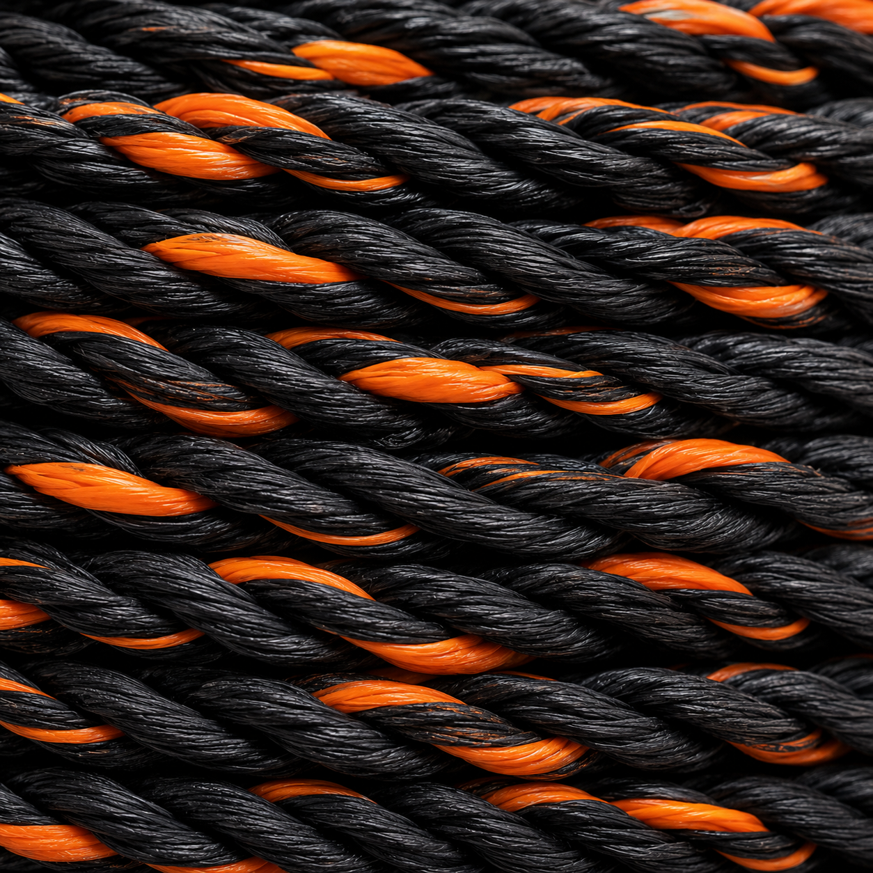 Black and orange braided elastic cord bungee rope close-up
