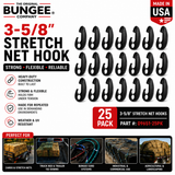 3-5/8 in black stretch net hooks, 25-pack, curved hooks with round eye openings