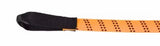Yellow reflective bungee strap with black end strap and fabric buckle