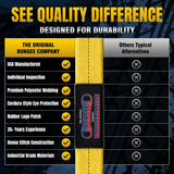 Heavy-duty tow strap with dense stitched yellow webbing and gray eye-protection tab