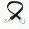 Dark rubber tie-down strap with two metal S hooks and looped ends.