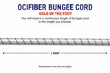 Braided elastic bungee cord, white with blue stripes, 1-foot length marking