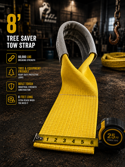 6”x8’ tree saver recovery strap and lifting sling combo