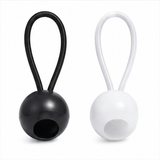 Black and white 6-inch ball bungee tie-down cords with elastic loops and ball ends