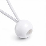 White 6-inch elastic ball bungee tie-down with molded ball end on flexible cord