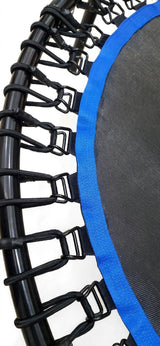 Close-up of Bungee Fit elastic bungee cords, frame connectors and blue mat trim.
