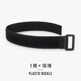 1 inch by 16 inch black hook-and-loop cinch strap with plastic buckle