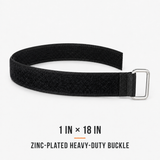 1 inch by 18 inch black hook-and-loop cinch strap with zinc-plated buckle