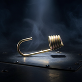 Gold dichromate steel bungee hook side profile with coiled cord grip