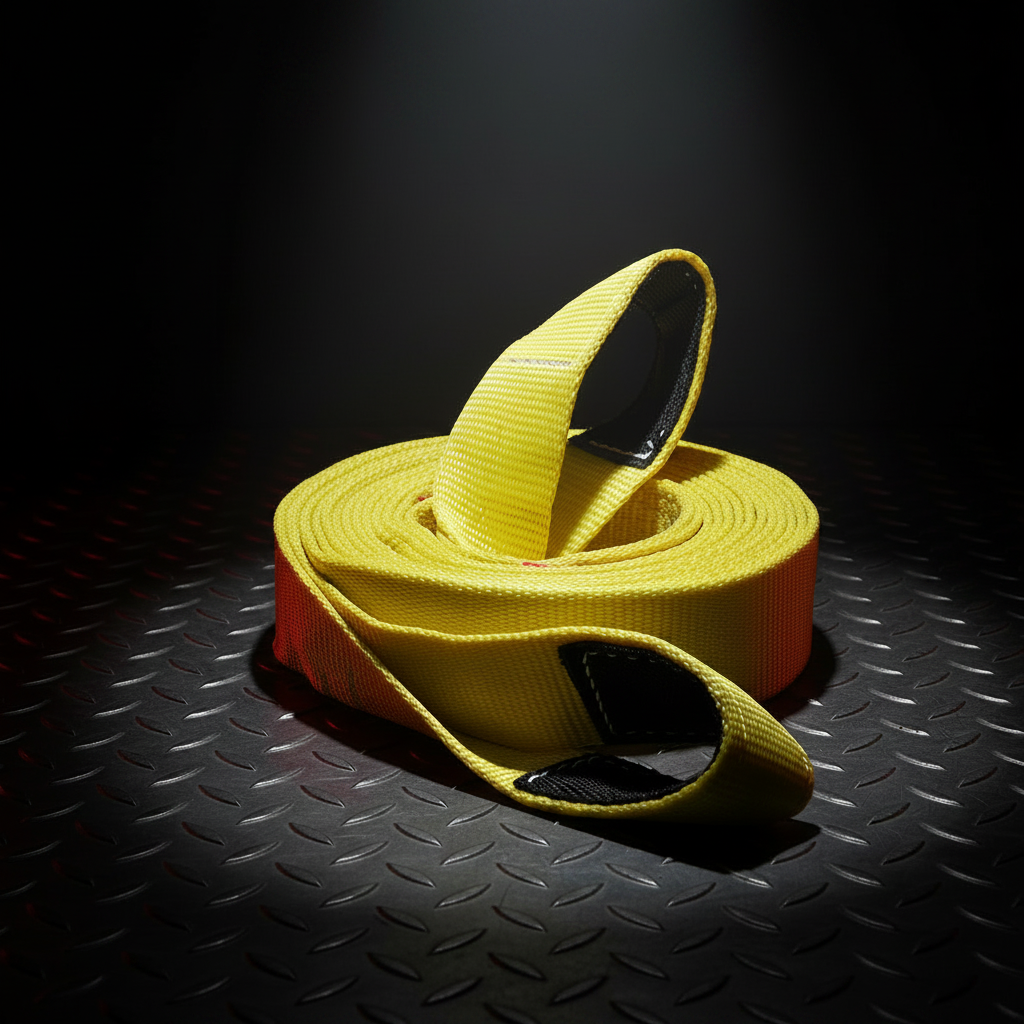 USA-made heavy-duty vehicle recovery tow straps with reinforced loop ends