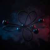 Multiple bungee cords with black ball ends and red-and-blue striped cords