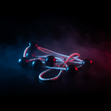 Multiple bungee cords with black ball ends and striped cords