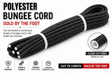 Polyester bungee cord, black, cut length