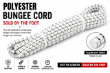Polyester bungee cord, black and white, cut length