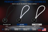 Canopy ball bungee assembly set with black ball ends and three cord types