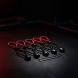 Black trampoline bungee cords set with capped ends and metal tool