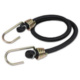 Black bungee cord assembly with gold hooks and coil spring ends, two loops