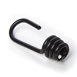 Black PVC-coated steel bungee cord hook with coiled cord grip